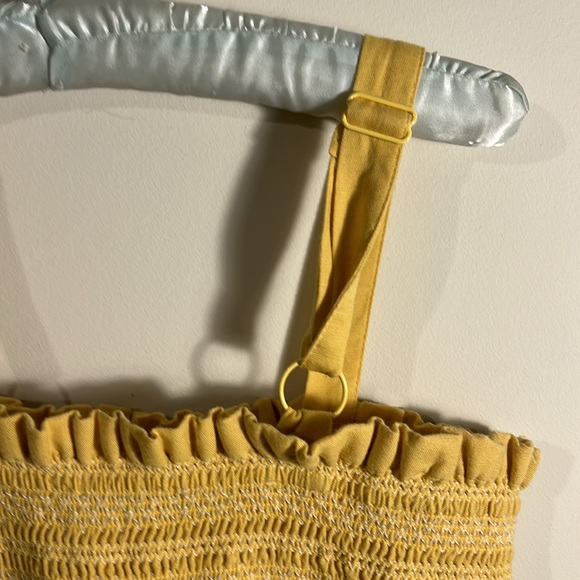 Yellow Stretch Mini Summer Dress with Frills - Picture 2 of 4